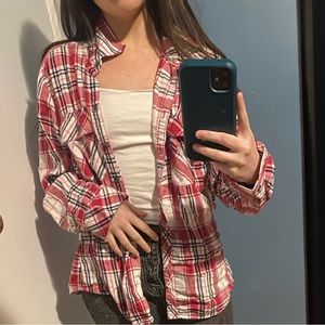Pink Flannel Pattern Button Down